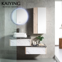 凯鹰 现代简约304不锈钢卫浴柜洗脸盆柜浴室柜组合套装大理石台面YK9970(120CM带灯镜)