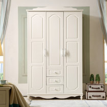 A家 家具 衣柜衣橱两门三门木质韩式田园白色卧室整体大衣柜 白色(3门衣柜)