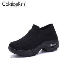 CaldiceKris（中国CK）气垫飞织运动女鞋CK-X1839(纯黑 40)