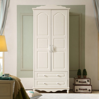 A家 家具 衣柜衣橱两门三门木质韩式田园白色卧室整体大衣柜 白色(2门衣柜)