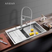 阿萨斯(ASRAS)AS8550T 手工水槽 304不锈钢洗菜盆双槽 4MM加厚(8550T-10件套-不含龙头)