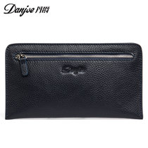 丹爵(DANJUE)新款男包 商务休闲手拿包头层牛皮男士手包时尚薄款钱包卡包 D8096(蓝色)