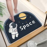 浴室地垫硅藻泥软垫厕所卫生间门口卡通防滑地毯门垫吸水速干脚垫(50*80CM SPACE登月-大圆角)