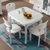 实木白色地中海风格餐桌椅组合 田园1米伸缩小户型省空间小歺桌(一桌四椅两凳)