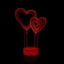 情人节爱心3D灯 四心3d小夜灯创意礼品亚克力led视觉氛围3D台灯(白)