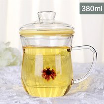 物生物蘑菇杯茶杯韩版创意潮流透明玻璃杯带把便携花茶泡茶办公杯380ML /420ML/500ML(紫色)