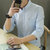 FGN/富贵鸟 衬衫男纯色时尚休闲七分袖衬衫 17054FG17011(天蓝色 3XL)