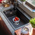 科恩纳石英石水槽单槽加厚花岗岩家用商用套装一体厨房洗菜盆水池(D680金砂黑豪华套装)