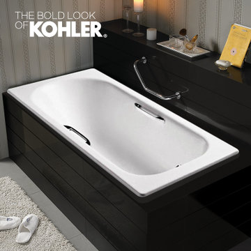 科勒kohler浴缸索尚15米嵌入式铸铁浴缸终身保修k941t0gr带扶手孔浴缸