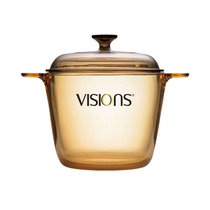美国康宁VISIONS双耳汤锅精彩透明玻璃锅耐高温琥珀色汤锅0.8L-5L(琥珀色 3.5L)