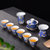 功夫茶具套装家用简易创意陶瓷泡茶器珐琅彩海浪茶壶盖碗整套配件（3件/箱）(9件 （腾云四海） 盖碗套装 默认版本)