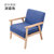 一米色彩 简易沙发 北欧田园布艺双人单人沙发椅小型实木简约日式沙发(深蓝色 单人位)