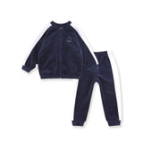 2020秋季新款棉果果儿童对开珊瑚绒两件套男童运动套装女宝宝外套(120cm 深蓝色)