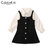 CaldiceKris（中国CK）女童春秋小香风吊带衬衫裙两件套CK-TF3521(110-160 黑)