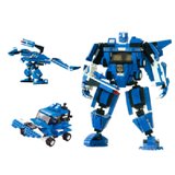 战士儿童动手变形机器人玩具男生孩塑料拼插拼装积木礼物杰星(蓝羽27025)