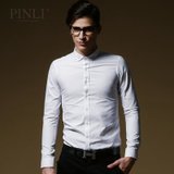 PINLI 品立2013春装新款男装 波点微领韩版衬衣休闲长袖衬衫8387(白色 185)