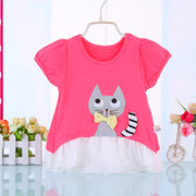 2015新款童装韩版女婴儿短袖T恤夏天1-2-3岁女宝宝夏装体恤衫4791(红色 90)