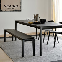 MOANRO北欧简约实木饭桌家用小户 型现代4人黑色ins网红餐桌椅组合(160x80x76cm橡木)