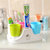 红凡 创意三口之家洗漱套装 牙刷架自动挤牙膏器漱口杯卫浴收纳座(白色)第2张高清大图