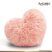 AUSGOLDEN拉穆尔心型羊毛靠枕-粉色 33*40cmLAM0203-P 澳洲进口长羊毛 皮毛一体 手工制作