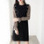 MISS LISA时尚假两件衬衣拼接针织连衣裙女装长袖宽松复古裙子67110018(黑色 L)
