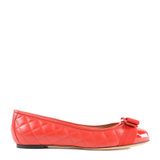 Salvatore Ferragamo女士红色缝皮革平底鞋 01-M831-6721048.5红 时尚百搭