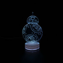 亚克力机器人BB8触摸按钮3D小夜灯led台灯创意产品智能家居(紫)
