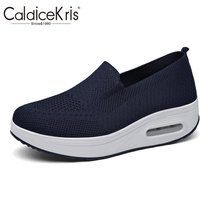 CaldiceKris（中国CK）新款飞织网面透气休闲一脚蹬懒人女鞋CK-X869(蓝色 35)