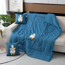 抱枕被两用加厚午睡枕头被车载靠枕被四季通用二合一办公室折叠毯(蓝色)