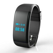 新品智能表触控LED心率血压血氧运动情侣手环男女拍照防水运动计步电子手表(黑色)