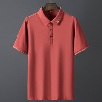 POLO衫男士短袖T恤夏季高端商务休闲短袖衫中老年透气轻薄上衣(红色 54)