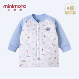 小米米minimoto男女童绗缝夹棉长袖对襟上衣宝宝睡衣家居服(粉蓝色 59cm（3-6个月）)