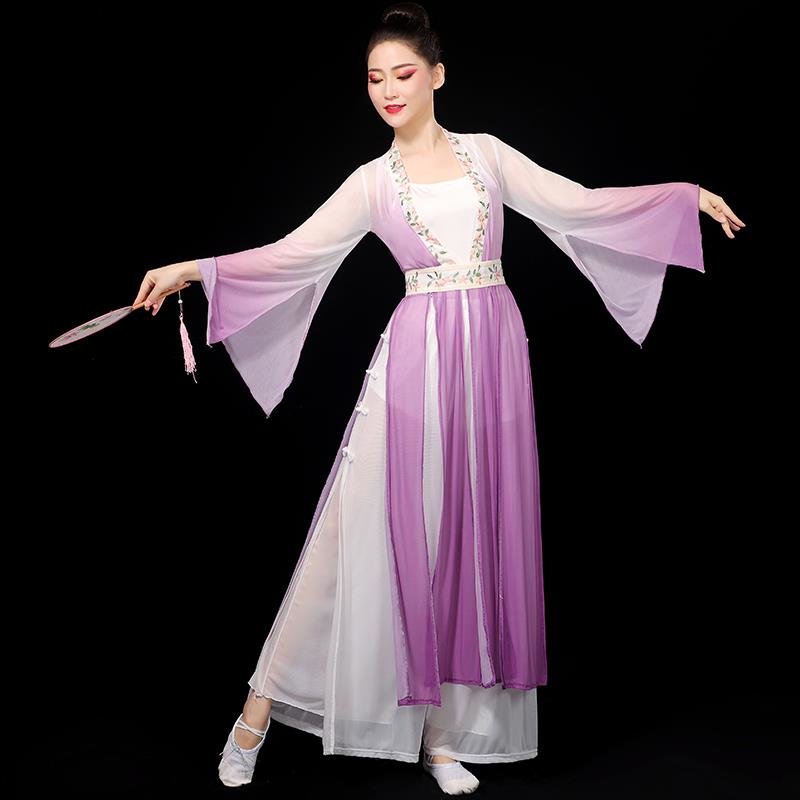 古典舞演出服女飘逸中国风练功服纱衣套装古装汉服女成人舞蹈服装