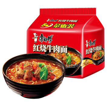 康師傅紅燒牛肉面五連包 真快樂超市甄選
