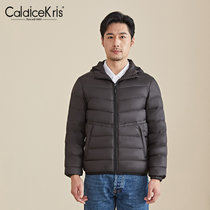 CaldiceKris （中国CK）男款连帽长袖羽绒服CK-F955(黑色 XL)