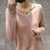 2021秋冬新款套头上衣女士纯色内搭显瘦针织外穿毛衣宽松打底衫洋气(粉红色 XXL)