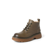 森达2021冬季新款商场同款简约复古时尚厚底休闲女马丁靴4MH01DD1(绿色 37)