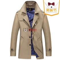 FGN/富贵鸟 男装时尚立领风衣商务绅士夹克外套薄款 16061FG785(深卡其 4XL)