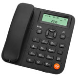 TCL181 电话机座机来电显示免电池免提座式壁挂铃声选择及音量调节闹钟家用办公有绳双接口固定电话(黑色)