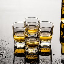威士忌杯子6只套装洋酒杯玻璃酒杯 酒吧啤酒杯水杯茶杯加厚耐热(100毫升竖纹杯4只)