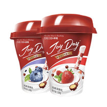 伊利JoyDay芯趣多巧克力豆酸奶220g*6杯草莓蓝莓风味发酵乳整箱装(巧克力豆+草莓220g 6杯)