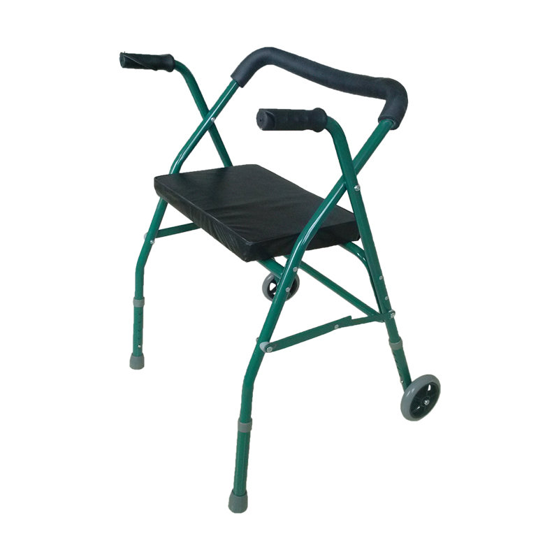 老年人手推助步车 带轮带座助行器 单轮老年人助行椅医护用品