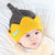 牛奶朋友宝宝秋冬皇冠造型毛线帽加绒款儿童帽子套头帽新生儿胎帽围巾(黄色单帽加绒款 均码（47-50CM）)