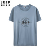 JEEP SPIRIT吉普男士短袖T恤新款夏装圆领半袖套头衫字母潮款运动打底衫(2-2017蓝色 M)
