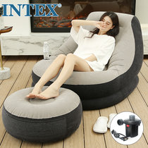 INTEX充气沙发68564 单人懒人休闲沙发 躺椅 折叠椅 阳台午休椅【沙发+脚凳+充气泵】