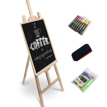 谋福 木质单面磁性黑板实木边框 可支架可挂 黑板商业店面黑板 写真素描大画架(60*90黑板+赠品+画架+荧光笔)