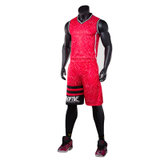 并力运动套装夏季新款男款运动比赛篮球服无袖迷彩墨点空版训练服组队DIY个性定制(红色 L 160-165)