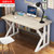 电脑台式桌书桌家用小桌子简约钢木现代卧室办公桌学生简易写字桌(120CM枫樱木色+白架)