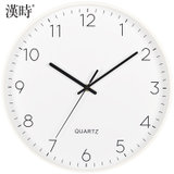 汉时（Hense）挂钟 创意简约钟表客厅静音石英钟表挂墙卧室时钟HW65(白色-直径25.5CM)