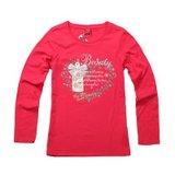 扬格保罗 女款印花长袖T恤 012-A-20350(桃红色 M)